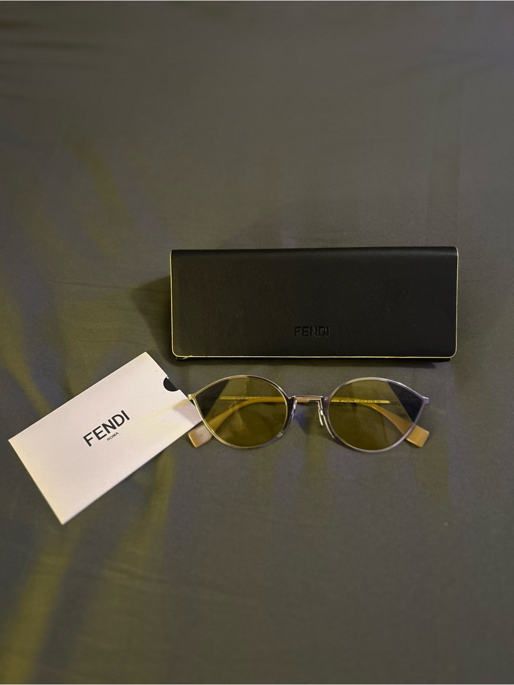 Fendi Men’s Sunglasses with Yellow Lenses and Gold Trim